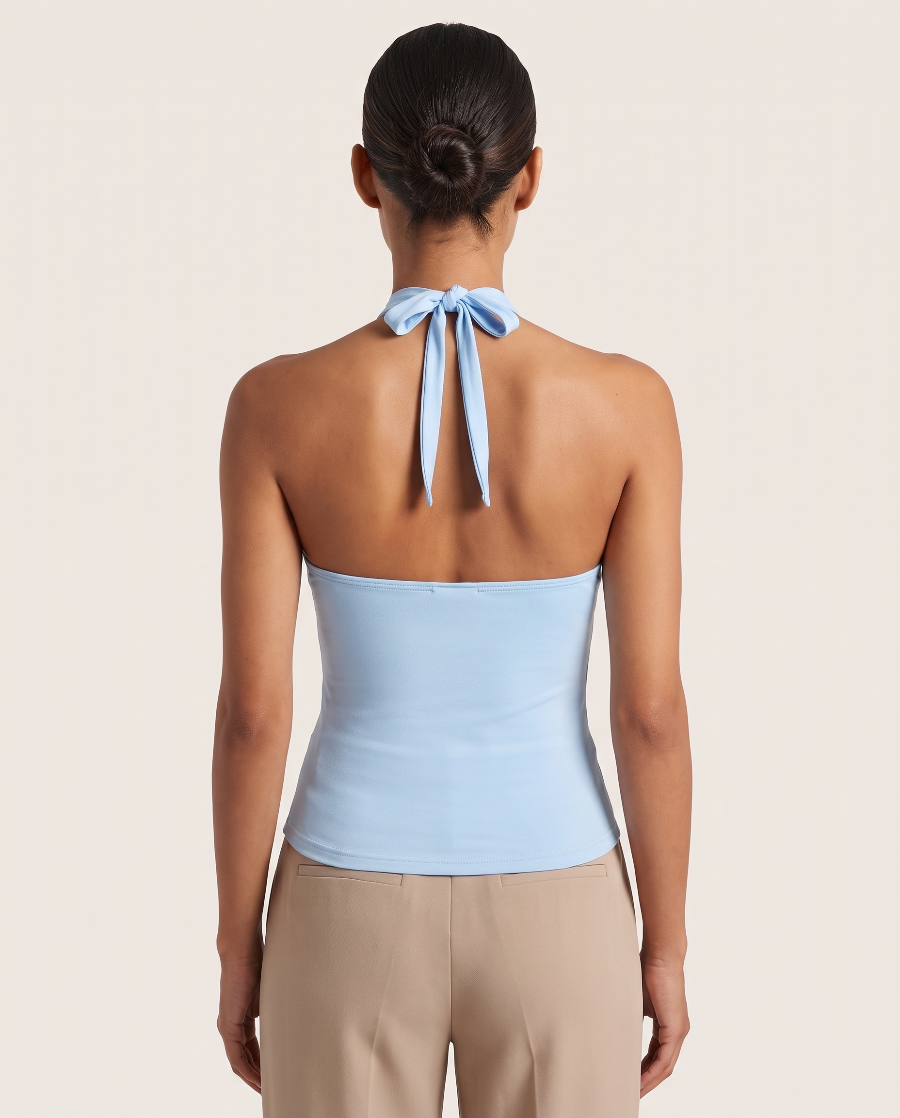 Halter Crop Top with Buckle Detail and Open Back – alternate product view