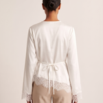 Lace Trim Long Sleeve Top with Round Neck – alternate product view