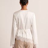 Lace Trim Long Sleeve Top with Round Neck – alternate product view