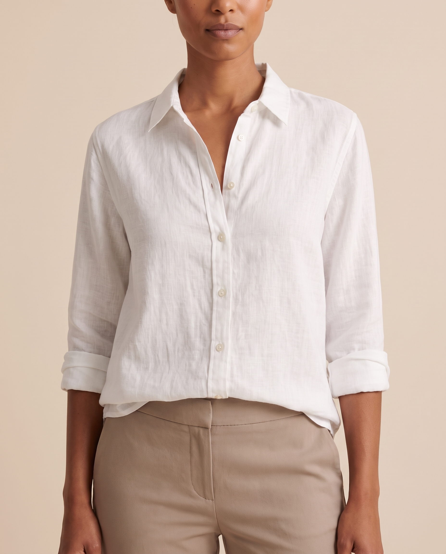 Linen Shirt with Button Front and Relaxed Fit – product detail view 1