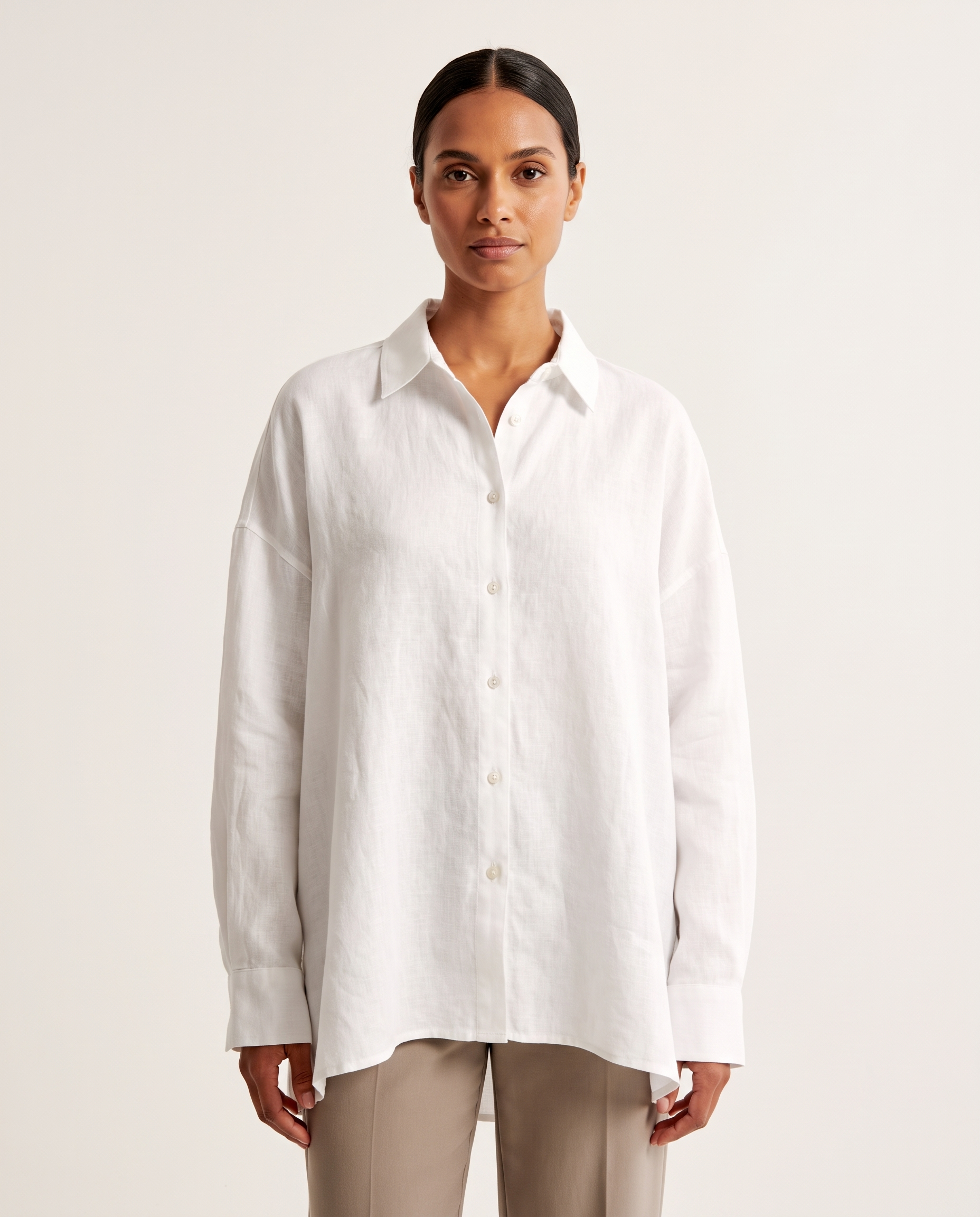 Oversized Linen Shirt with Button Front – primary product view