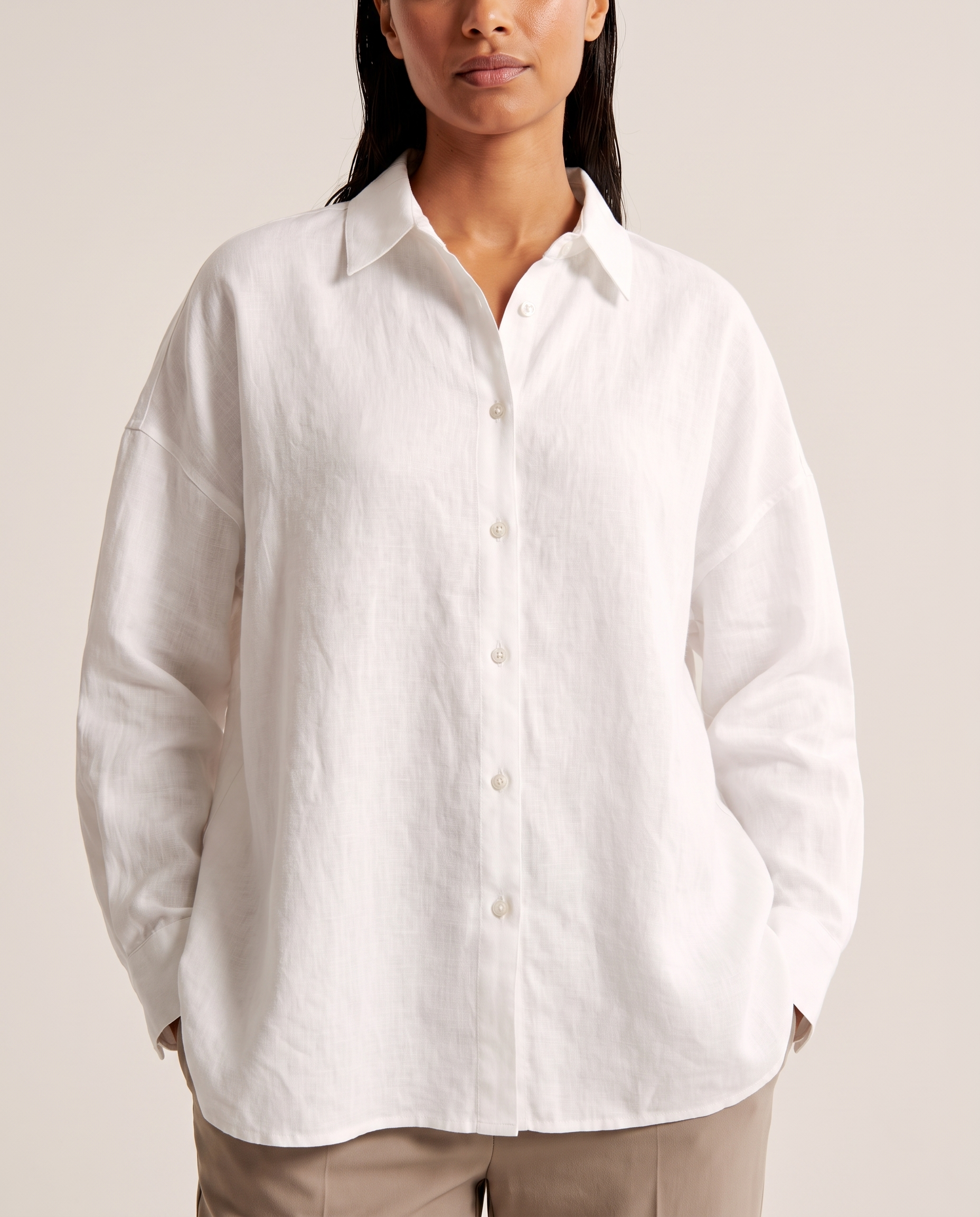 Oversized Linen Shirt with Button Front – alternate product view