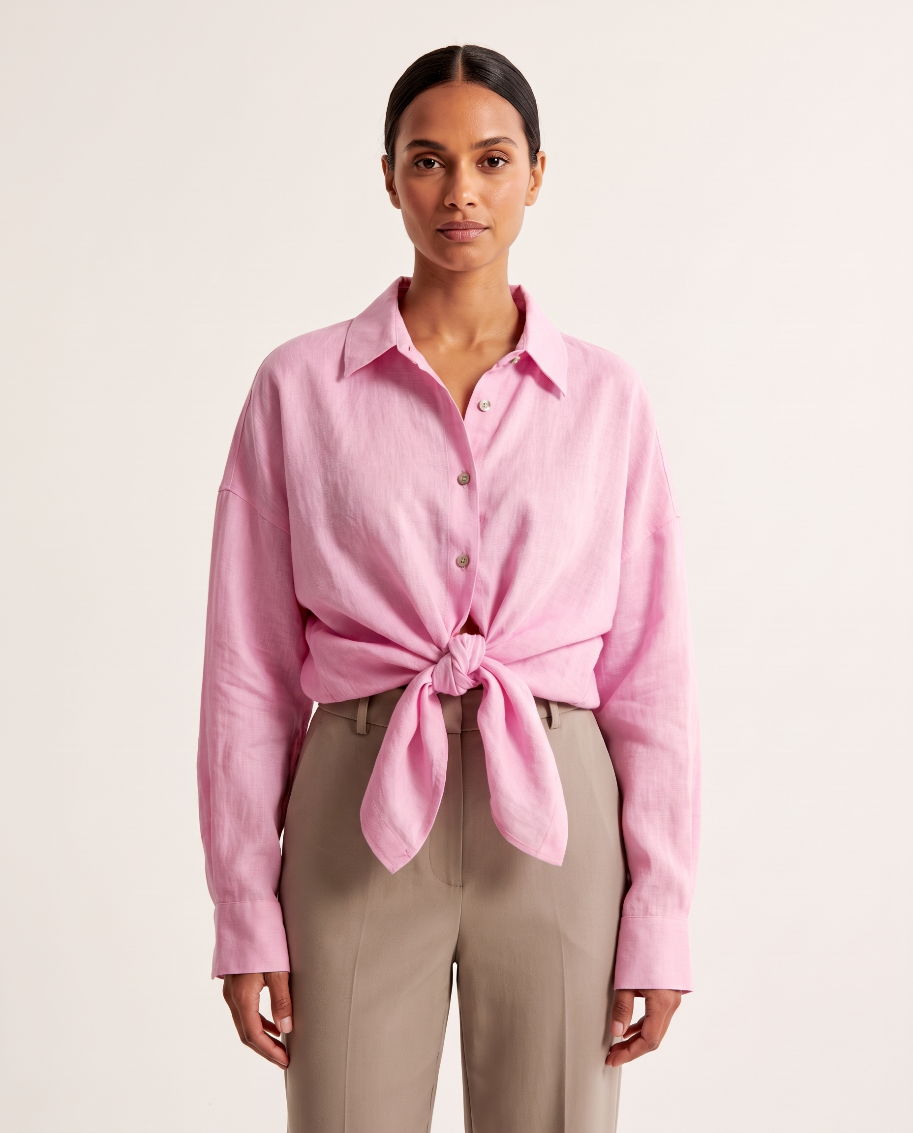 Oversized Linen Shirt with Button Front – product detail view 2