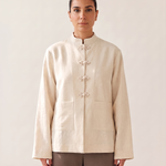 Stand Collar Blouse with Button Front and Split Hem – primary product view