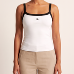 Contrast Trim Crop Tank Top with Square Neck – alternate product view