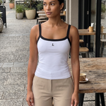 Contrast Trim Crop Tank Top with Square Neck – product detail view 1