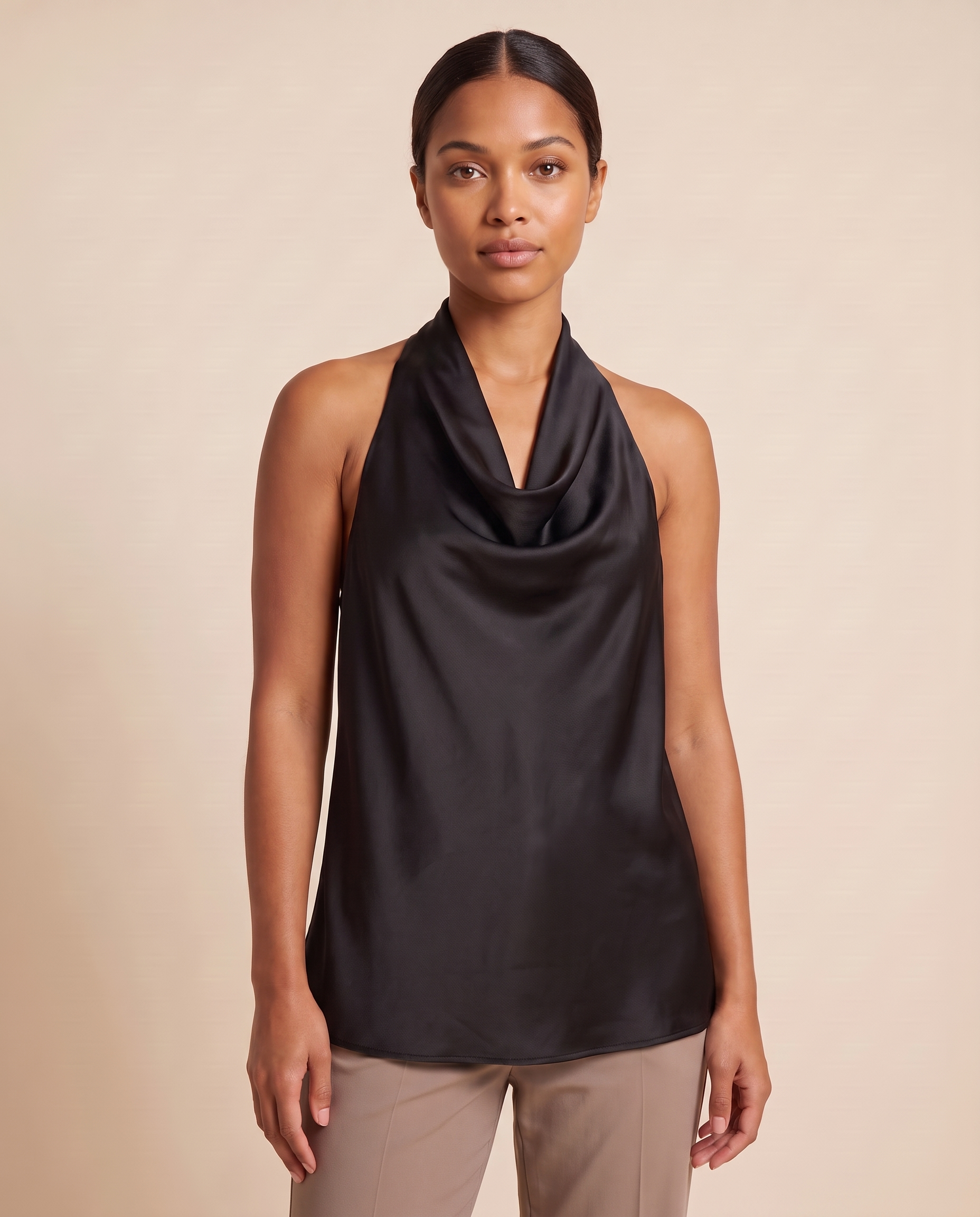 Satin Halter Top with Open Back – product detail view 3