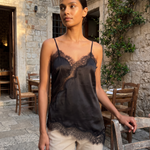 Asymmetric Lace Tank Top with V Neck and Open Back – product detail view 1