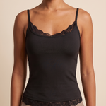 Lace Trim Crop Cami with U Neck and Open Back – product detail view 1