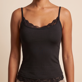 Lace Trim Crop Cami with U Neck and Open Back – product detail view 1