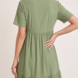 V Neck Summer Dress with Ruffle Hem — construction detail