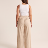 Wide Leg Beach Trousers with Drawstring Waist – alternate product view