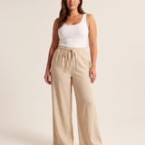 Wide Leg Beach Trousers with Drawstring Waist – primary product view