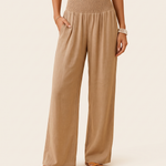 High Waist Relaxed Wide Leg Pants in Khaki, front view