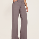 High Waist Straight Leg Yoga Pants in Taupe, studio front view