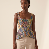 Haven Elegant Floral Open-Back Top – Multicolour Floral – studio front