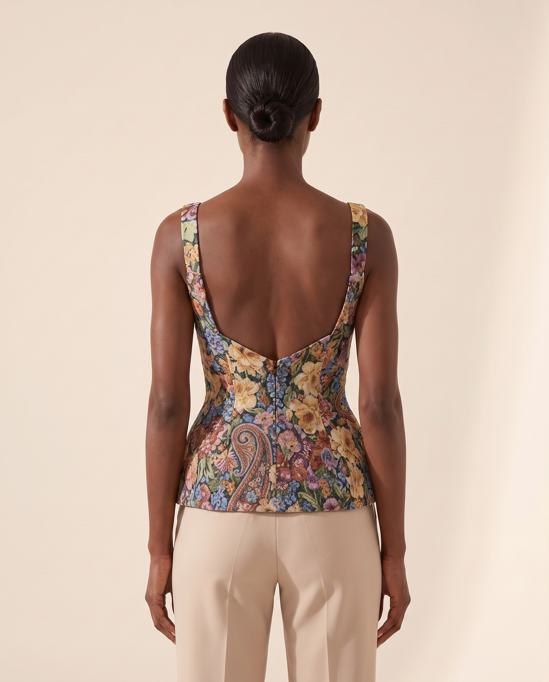 Haven Elegant Floral Open-Back Top – Multicolour Floral – back