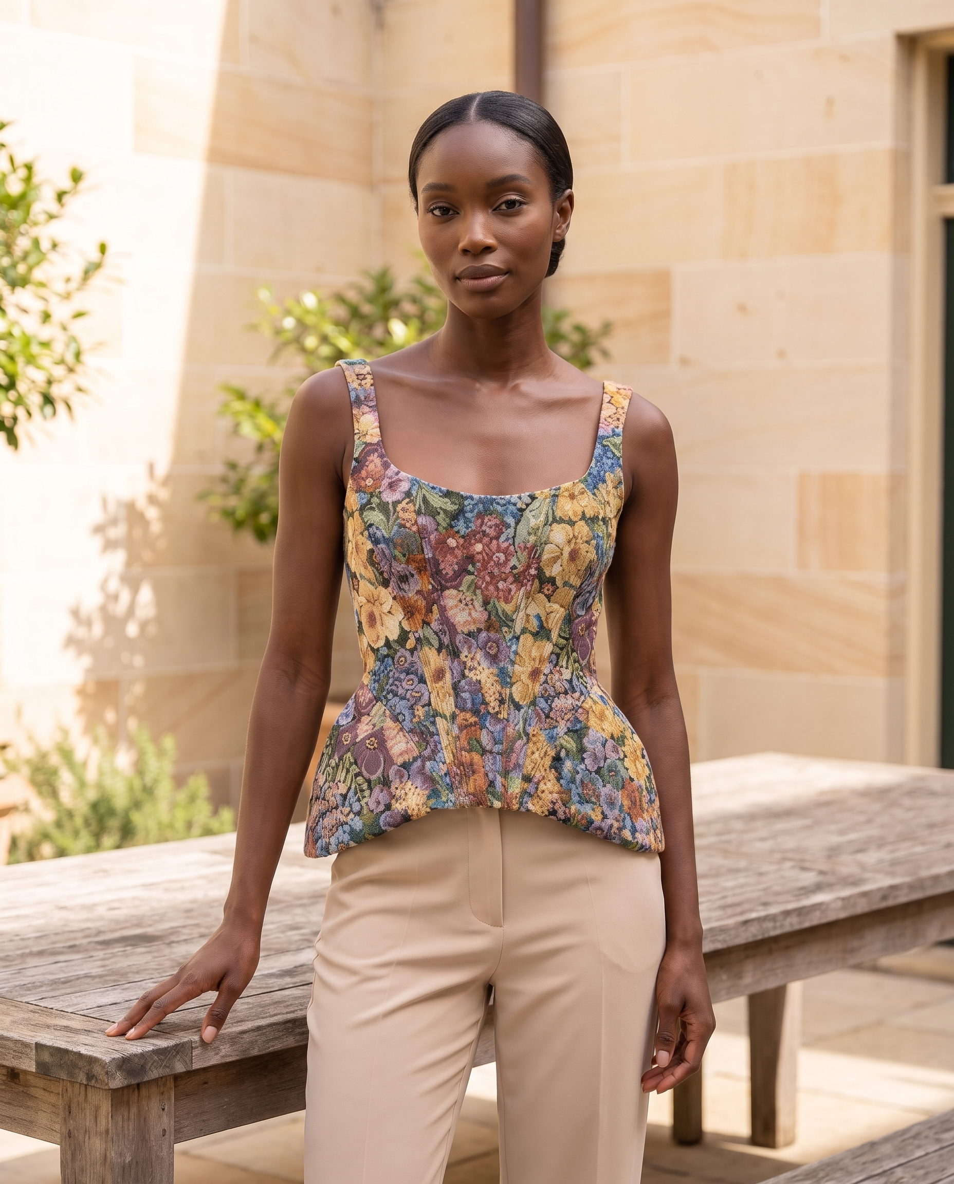 Haven Elegant Floral Open-Back Top – Multicolour Floral – lifestyle