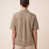 Eloise Contemporary Button-Front Collared Shirt – Khaki – back