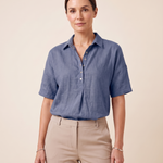 Eloise Contemporary Button-Front Collared Shirt – Blue – variant
