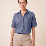 Eloise Contemporary Button-Front Collared Shirt – Blue – variant