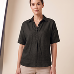 Eloise Contemporary Button-Front Collared Shirt – Black – variant