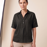 Eloise Contemporary Button-Front Collared Shirt – Black – variant