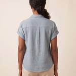 Cove Short-Sleeve Cotton Button-Up Shirt – Blue Grey – back