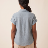 Cove Short-Sleeve Cotton Button-Up Shirt – Blue Grey – back