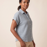 Cove Short-Sleeve Cotton Button-Up Shirt – Blue Grey – angle
