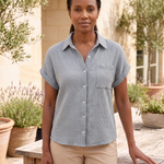 Cove Short-Sleeve Cotton Button-Up Shirt – Blue Grey – lifestyle