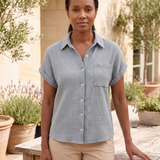 Cove Short-Sleeve Cotton Button-Up Shirt – Blue Grey – lifestyle