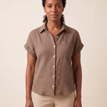 Cove Short-Sleeve Cotton Button-Up Shirt – Coffee – variant