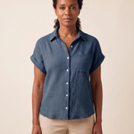 Cove Short-Sleeve Cotton Button-Up Shirt – Navy – variant