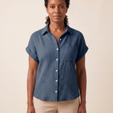 Cove Short-Sleeve Cotton Button-Up Shirt – Navy – variant