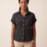 Cove Short-Sleeve Cotton Button-Up Shirt – Black – variant