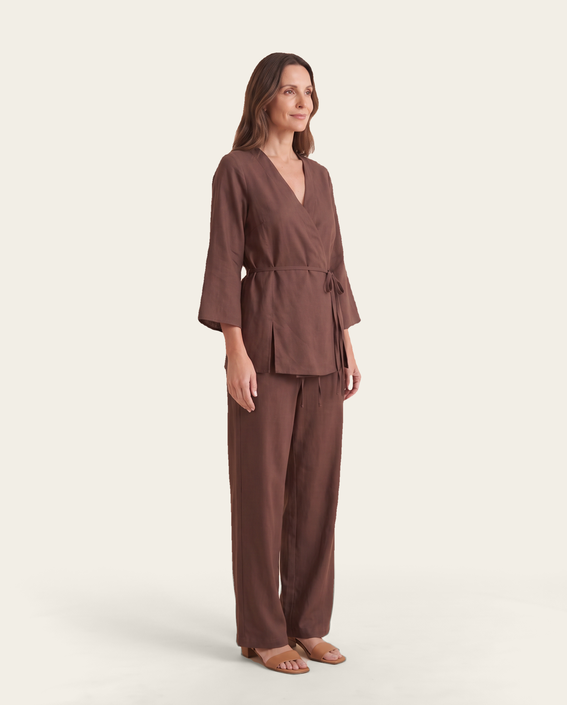 Two Piece Trouser Set with Relaxed Fit — three-quarter view
