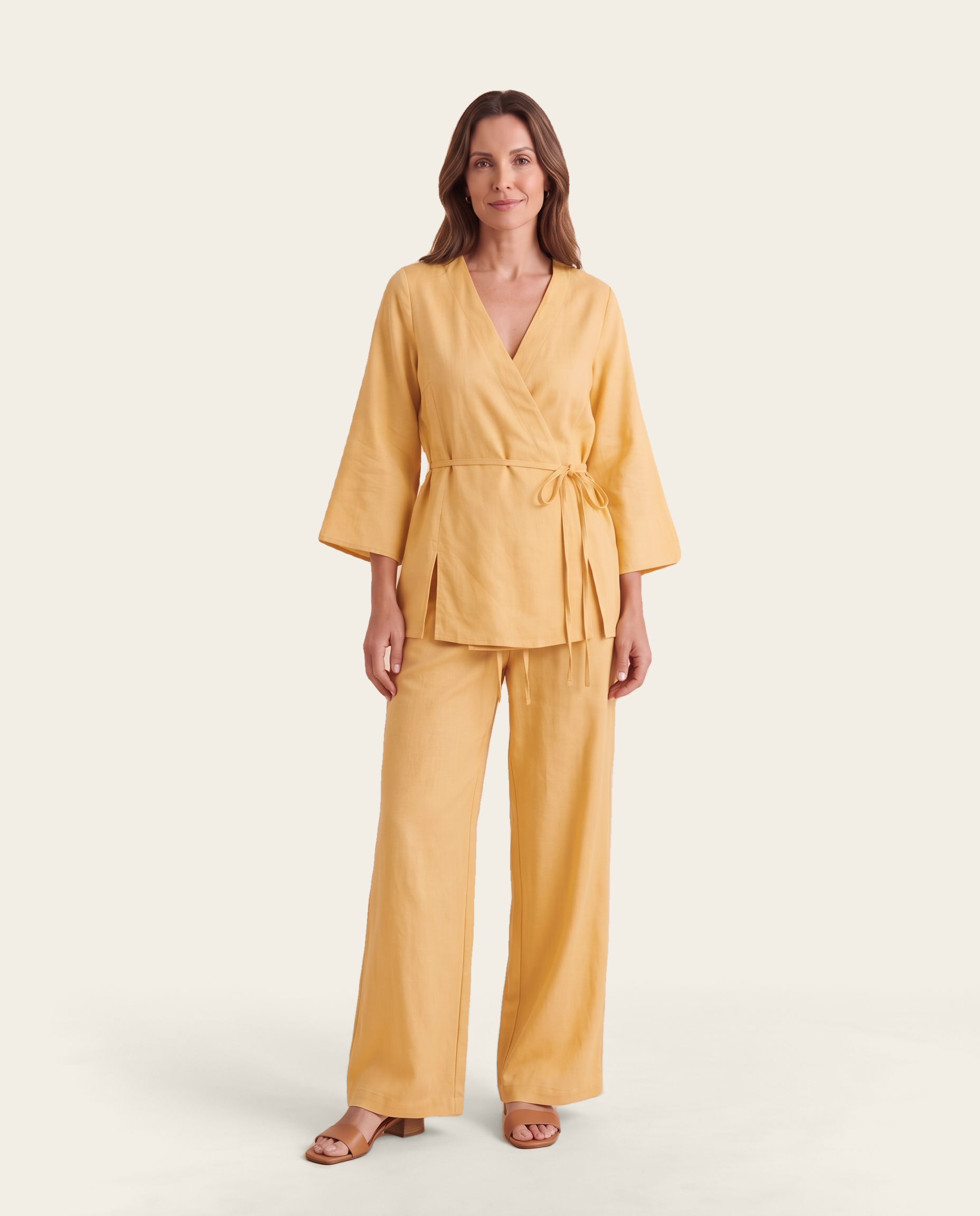 Two Piece Trouser Set with Relaxed Fit — Yellow colour
