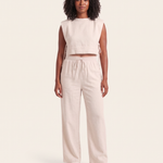 Linen Pant Set with Relaxed Fit — front studio view
