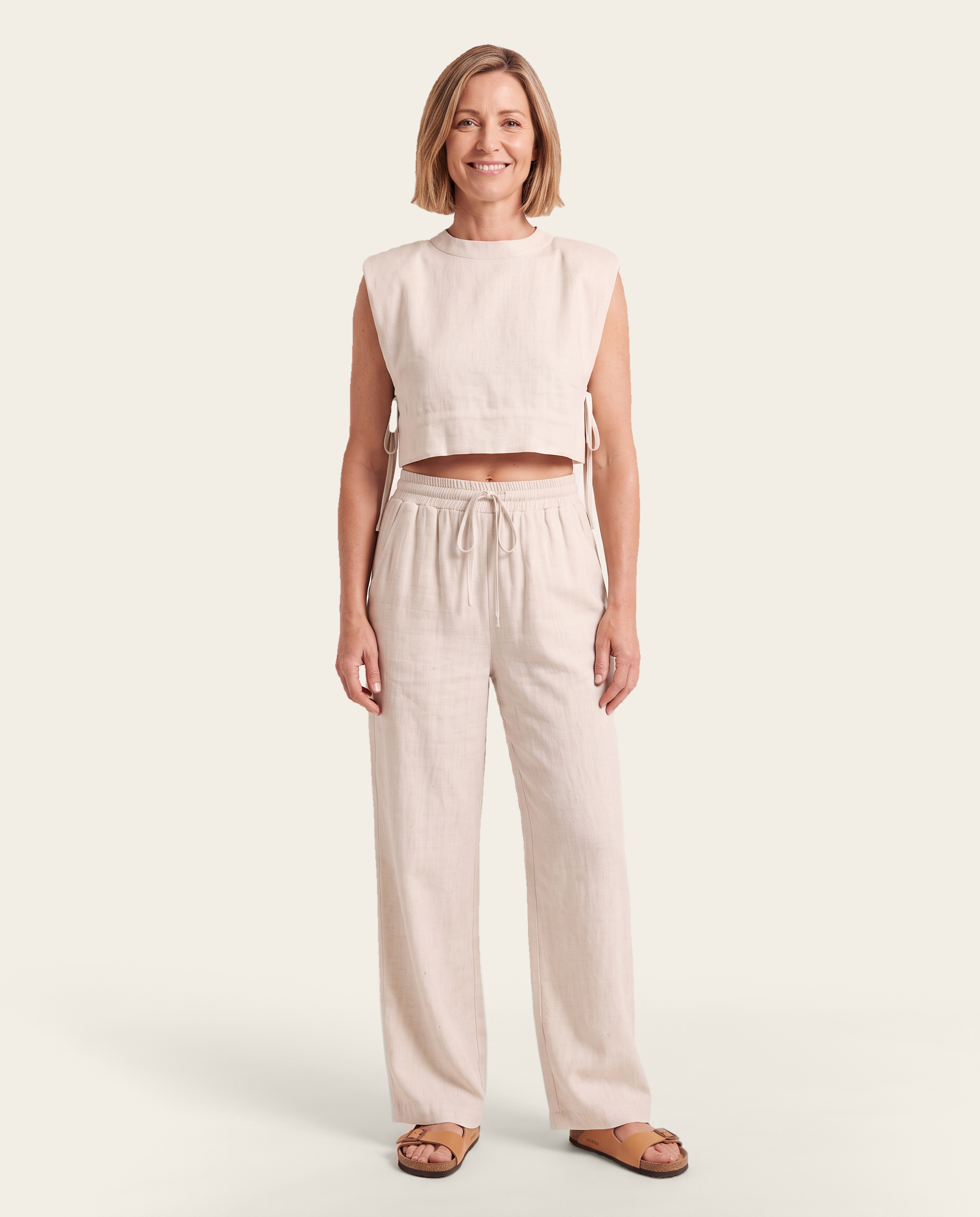 Linen Pant Set with Relaxed Fit — front