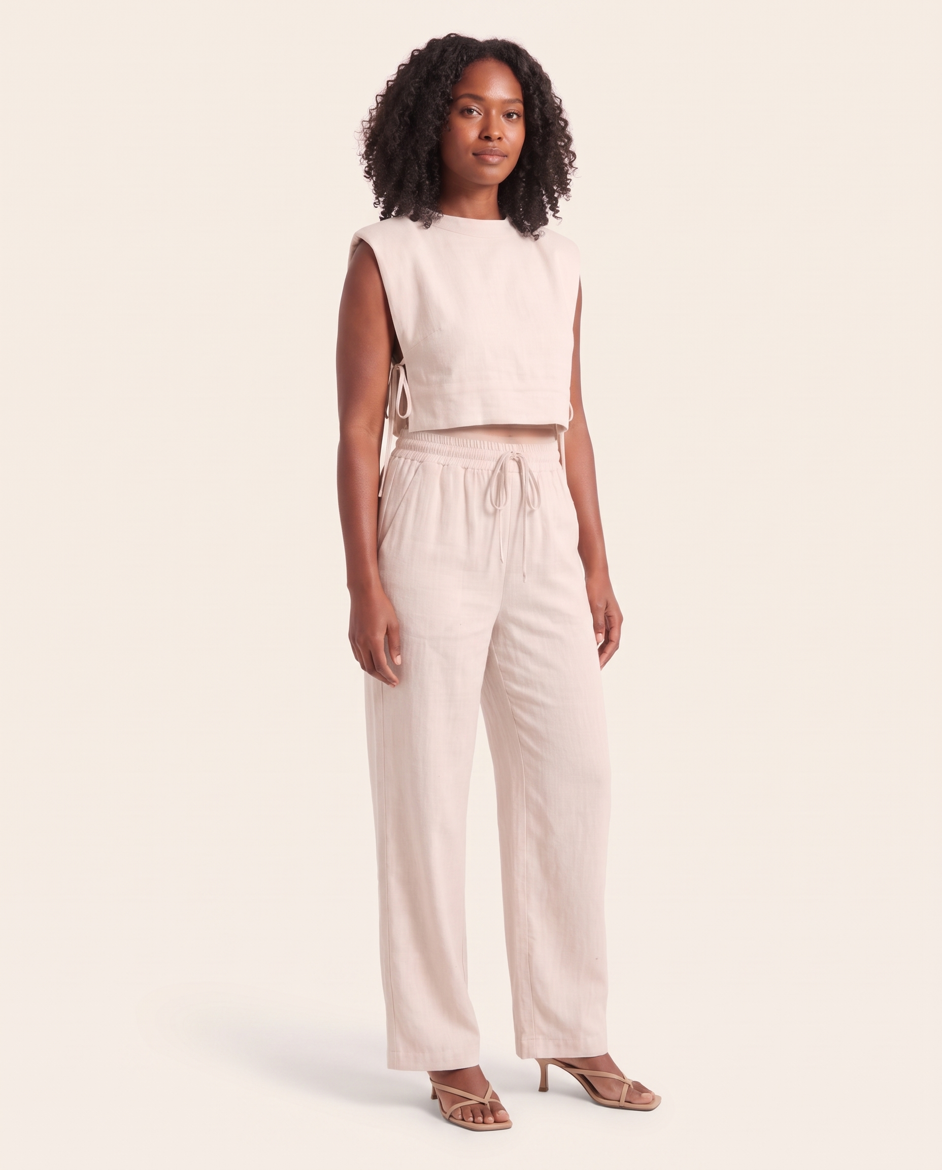 Linen Pant Set with Relaxed Fit — angle