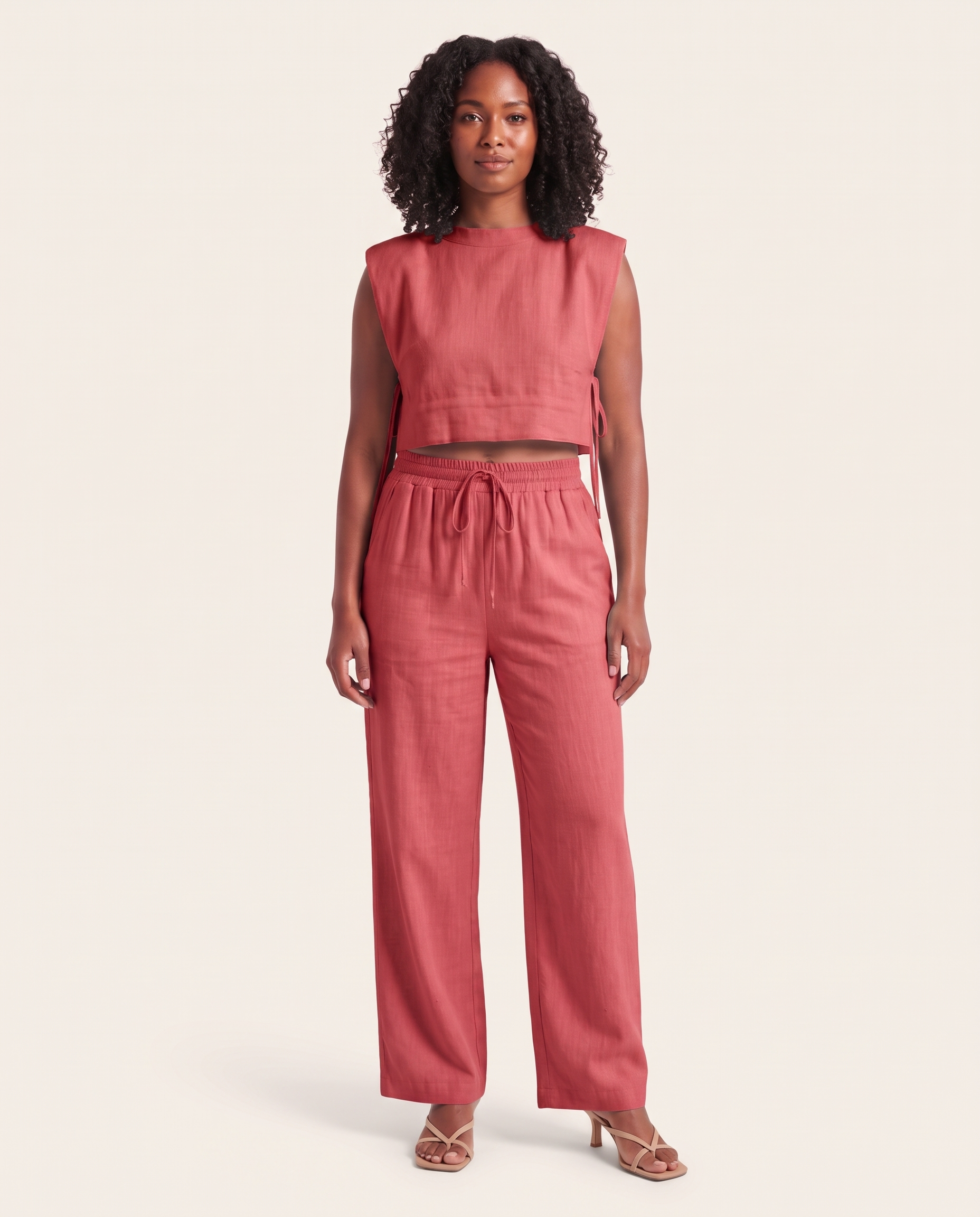 Linen Pant Set with Relaxed Fit — colour