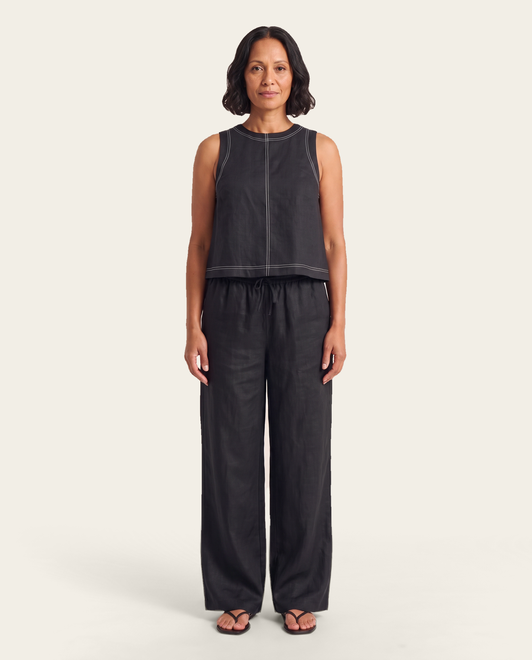 Sleeveless Vest and Wide Leg Trouser Set — front