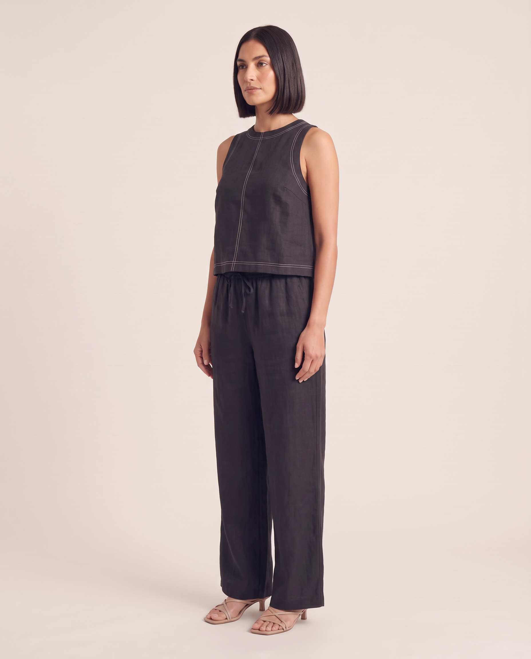 Sleeveless Vest and Wide Leg Trouser Set — angle