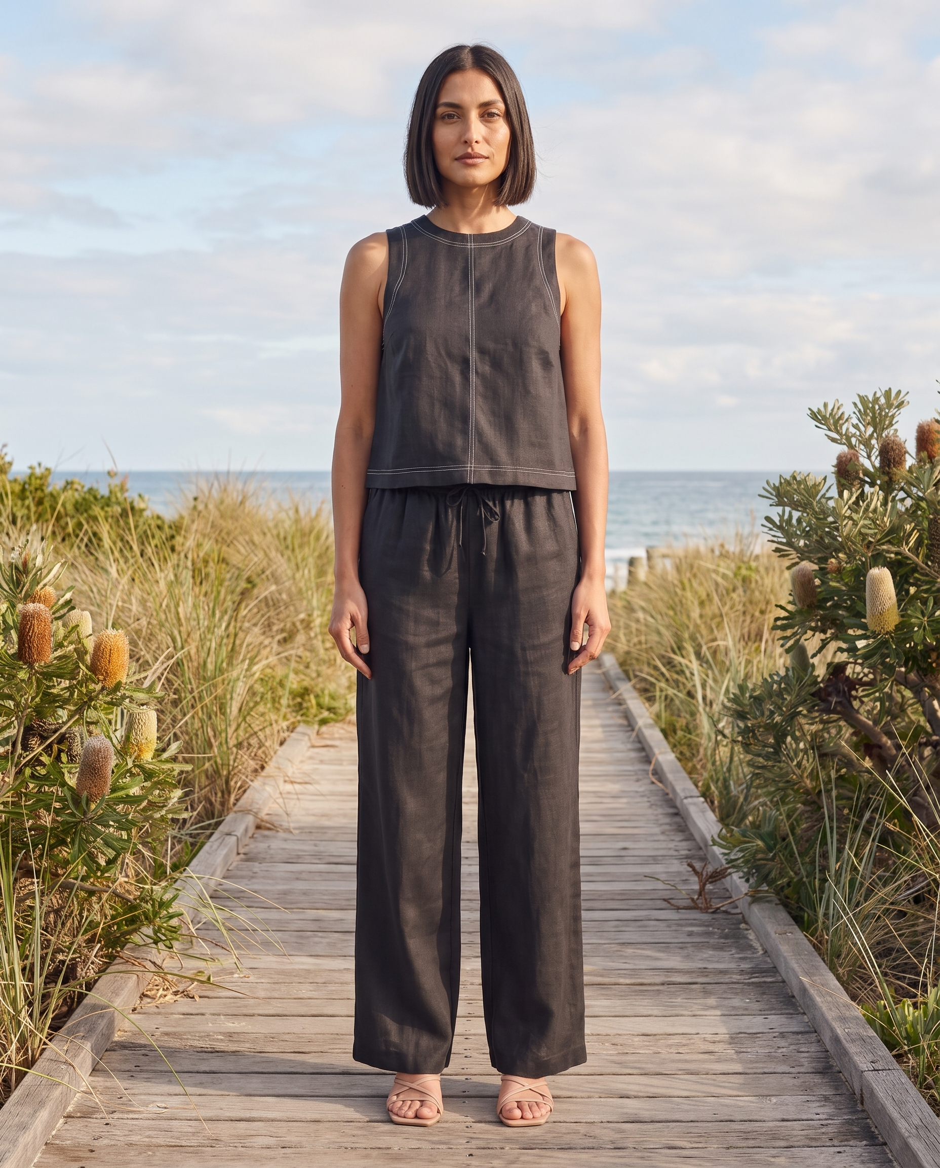Sleeveless Vest and Wide Leg Trouser Set — lifestyle 1