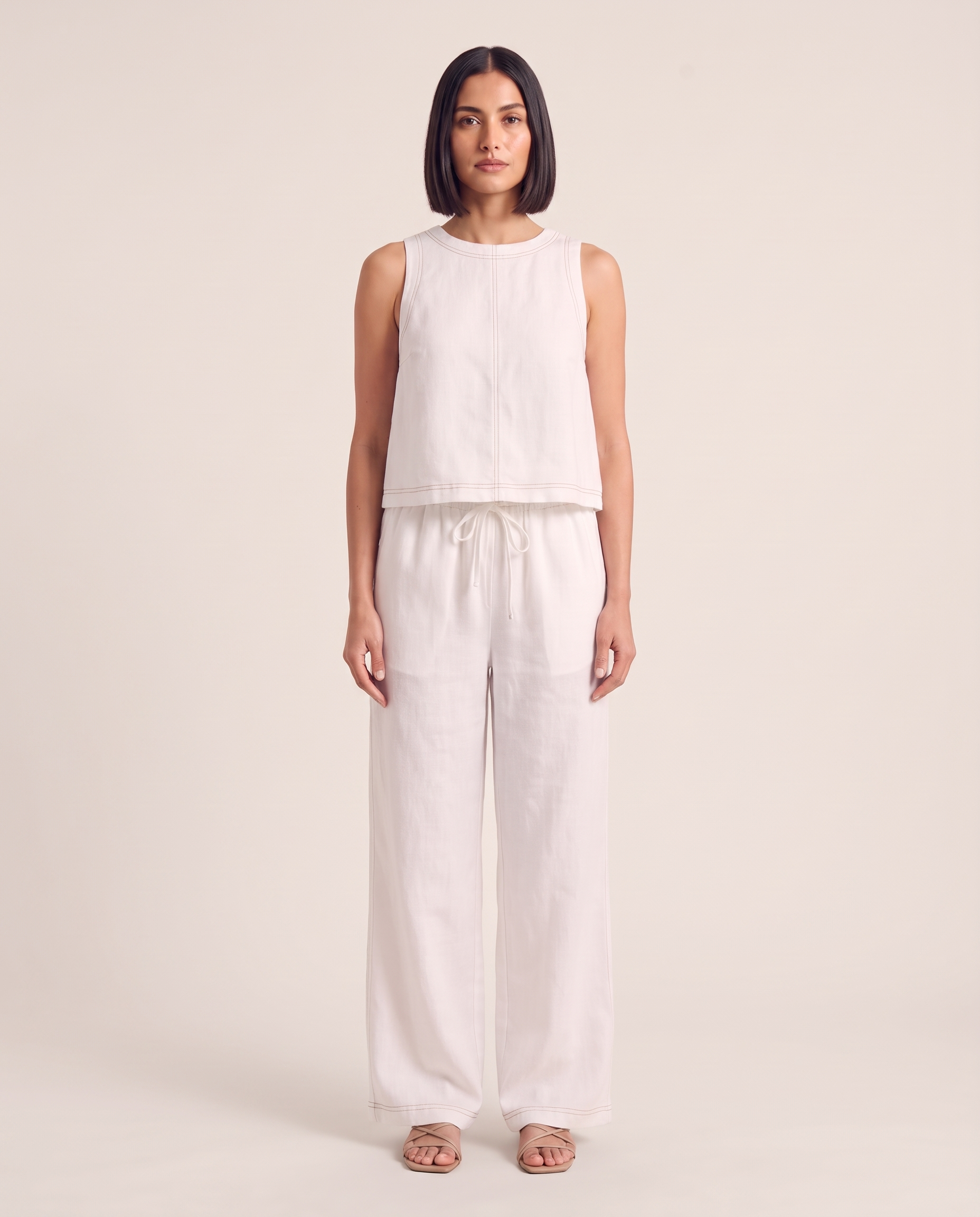 Sleeveless Vest and Wide Leg Trouser Set — colour