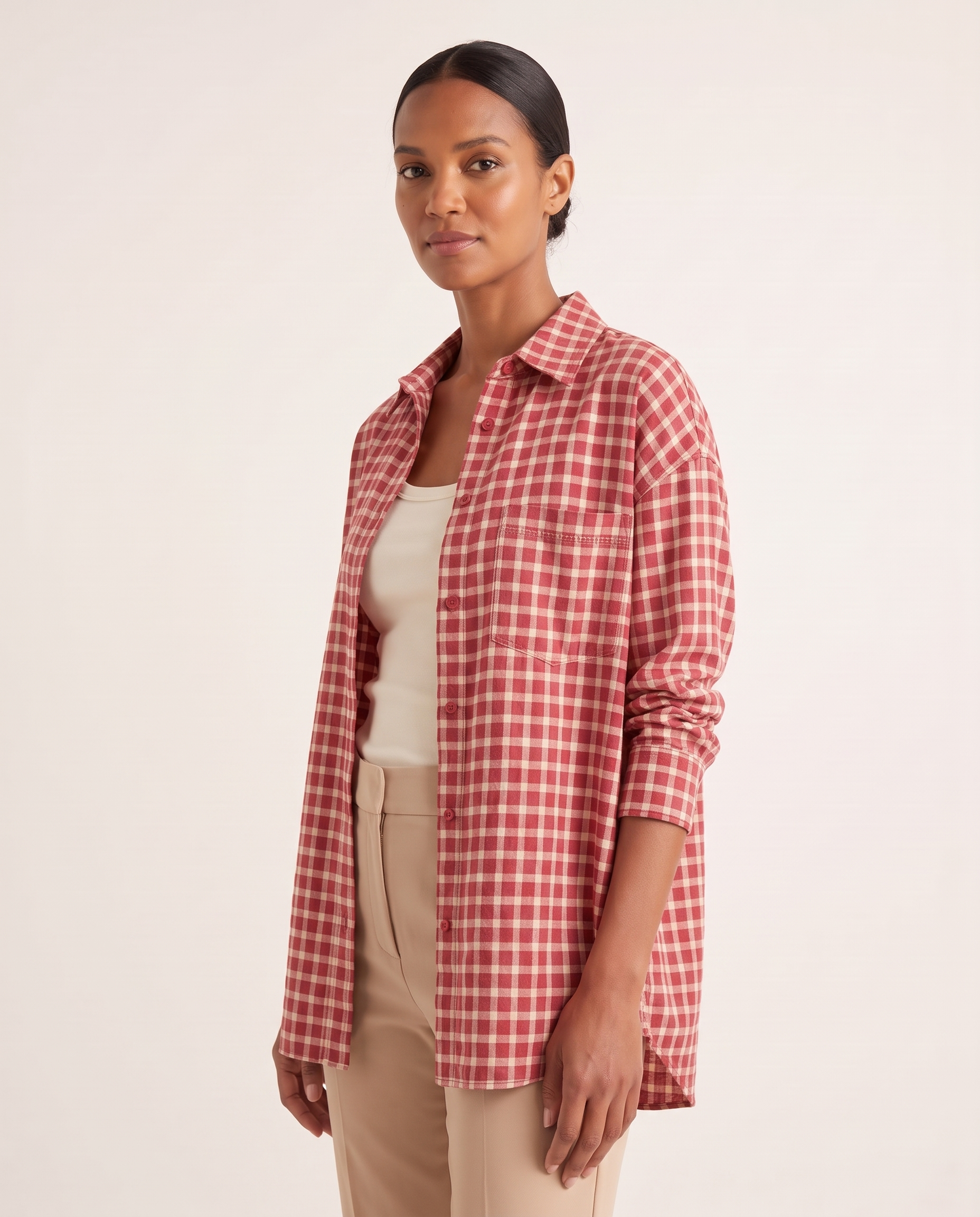 Rowan Vintage Red Plaid Overshirt – Red – angle