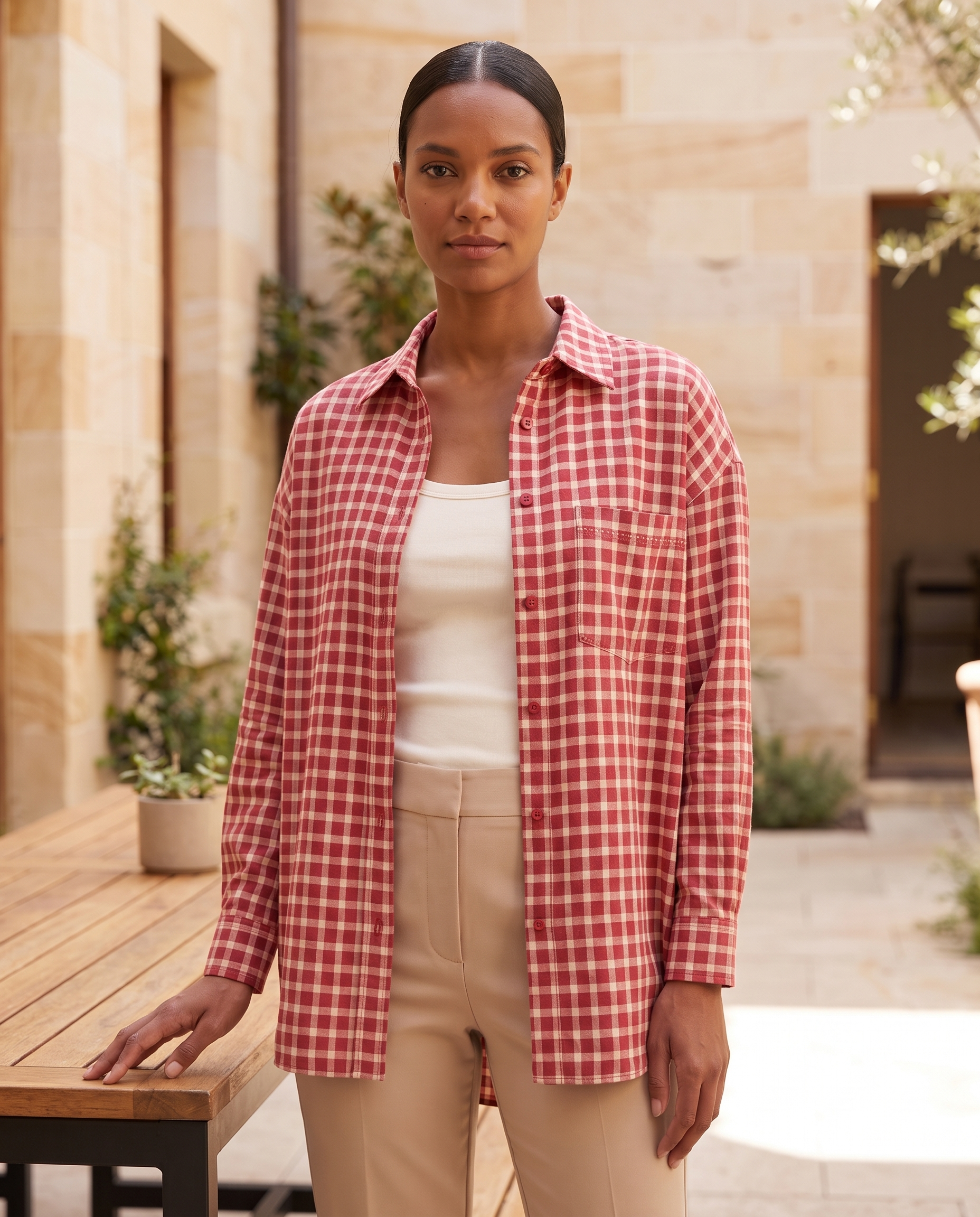 Rowan Vintage Red Plaid Overshirt – Red – lifestyle