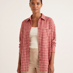 Rowan Vintage Red Plaid Overshirt – Red – studio front