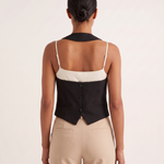 Céline Open-Back V-Neck Cropped Vest – Black – back